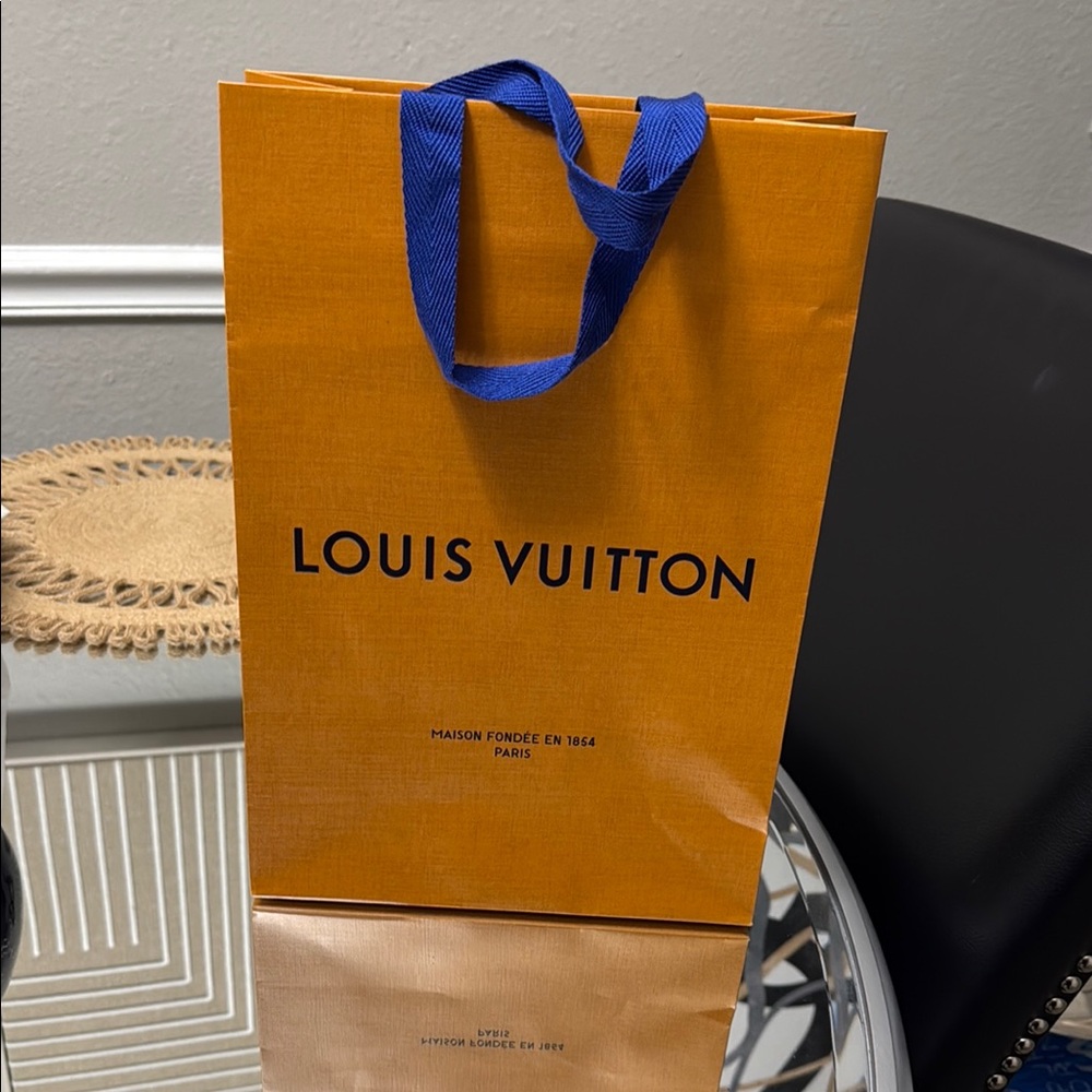 Louis Vuitton Tangerine Bag with Royal Blue Handles